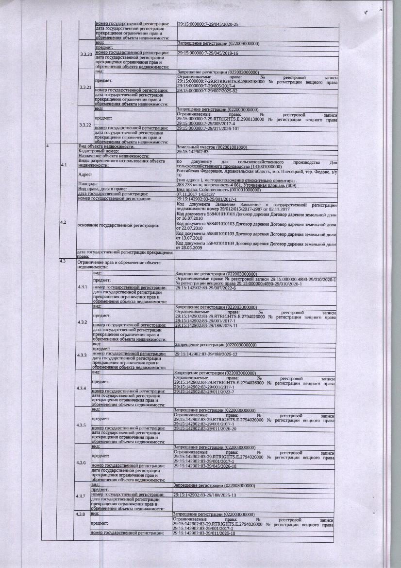 1. Земельный участок общей площадью 13638 кв. м, кадастровый номер 29:15:142902…