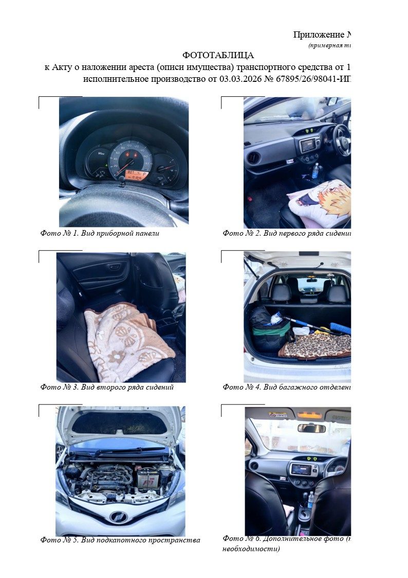 Автомобиль Toyota Vitz, 2015 года выпуска, цвет - белый, государственный номер …